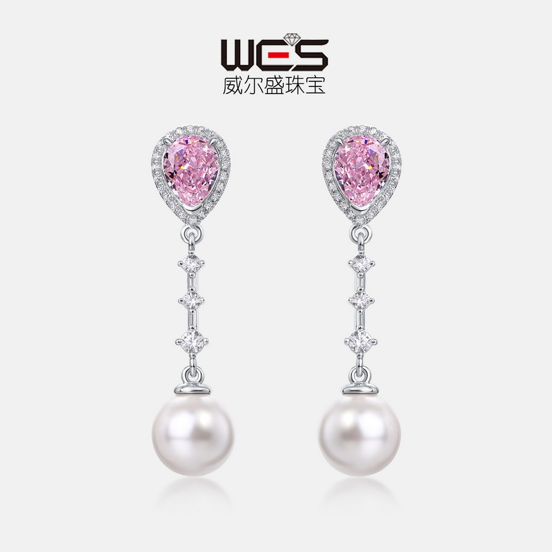 Wilsheng joyería nueva S925 Plata Flor de Hielo corte de alto carbono pendientes de diamantes de gama alta pendientes de la boda de las mujeres de gama alta pendientes