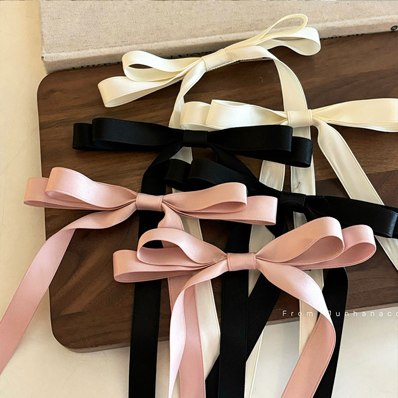 pink bow ribbon hairpin female gentle princess hairstyle headdress back head loose clip duckbilled hair accessories