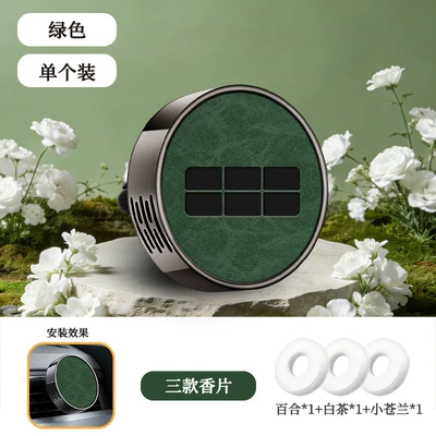 Car Perfume Aromatherapy Car Air Freshener for Air - type-b-air-outlet-geely-galaxy-embossed-green-one-pack-contains-3-scented-tablets-floral-fragrance