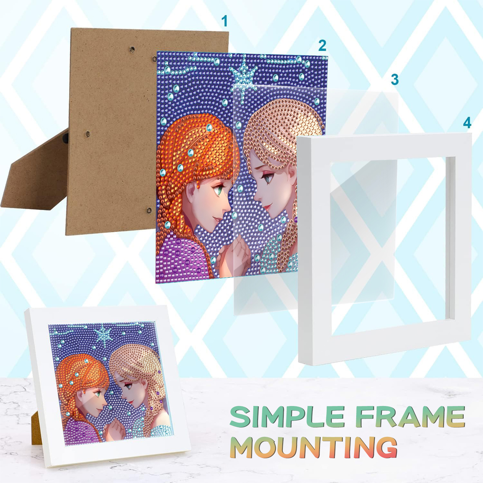 Ice Queen Aisha dibujos animados con marco de diamantes pintura cristal punto diamante diy niños pegatinas hechas a mano juguetes educativos