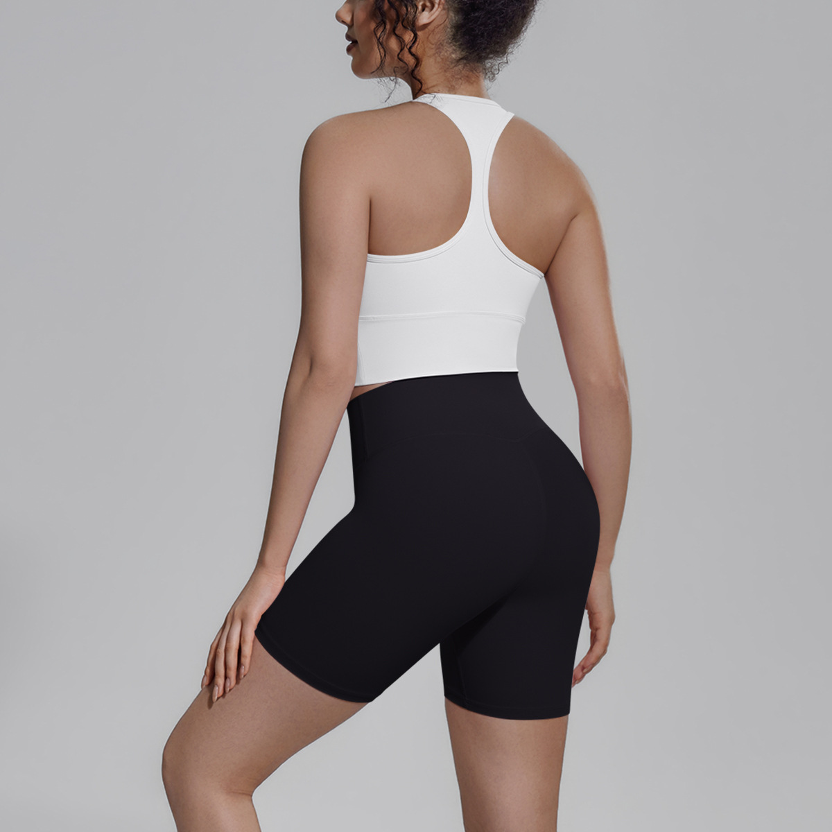 Cross-border sólido doble cara brocade belleza de espalda ajustado y transpirable traje de yoga conjunto de entrenamiento deportivo correr fitness dos piezas conjunto de mujeres image 14
