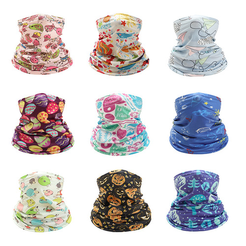 Summer ice silk children's neck scarf for outdoor sports with digital printing cartoon cycling sunscreen mask multifunctional magic headscarf