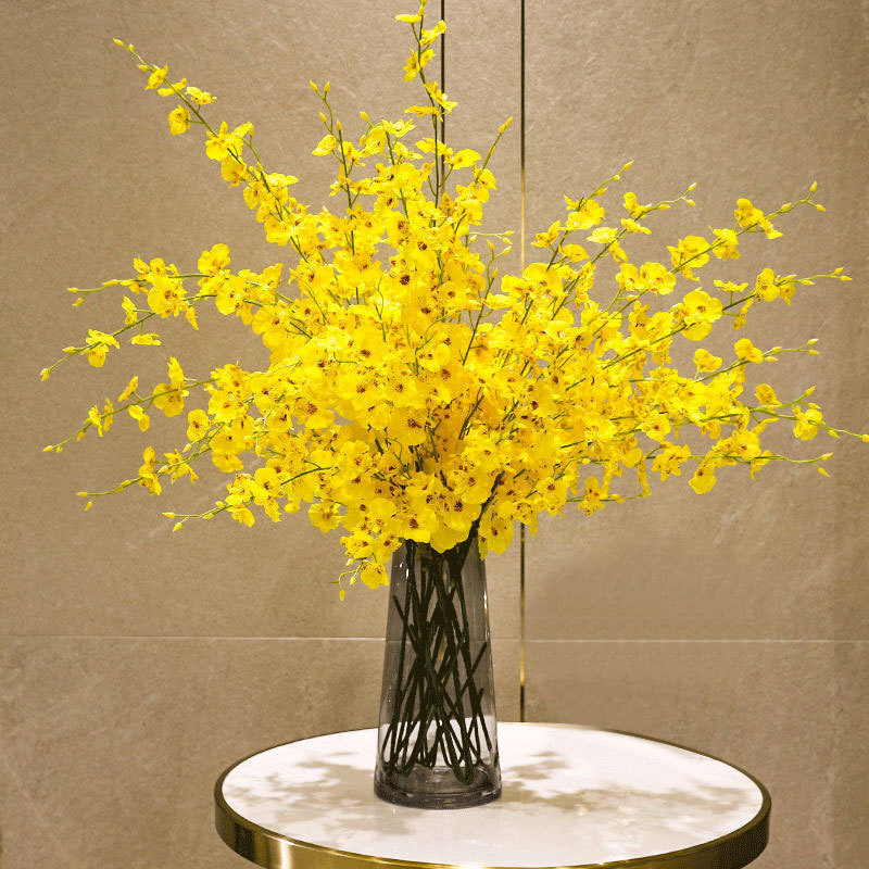 Dancing Orchid Artificial Flower Five-Pronged Yellow Artificial Flower Home Decoration Wedding Scene Layout Bouquet Artificial Flower DIY
