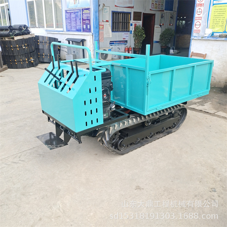 农作物搬运履带运输车 手扶式小型翻斗车 泥地农田地拉货车