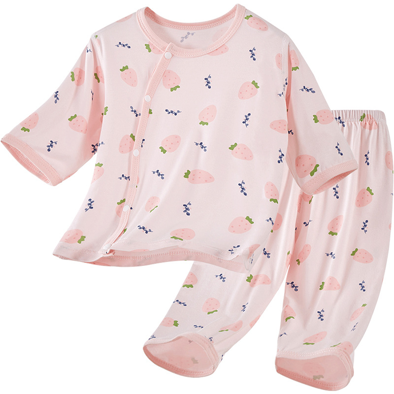 Set de verano para bebés delgado de manga media ropa de verano para niños niñas con media manga de aire acondicionado pijamas ropa de bebé