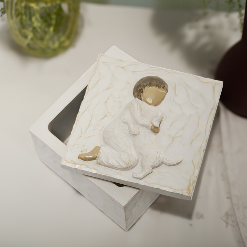  New Product Resin Animal Pet Urn Angel Dog Cat Commemorative Fire Universal Funeral Coffin Box