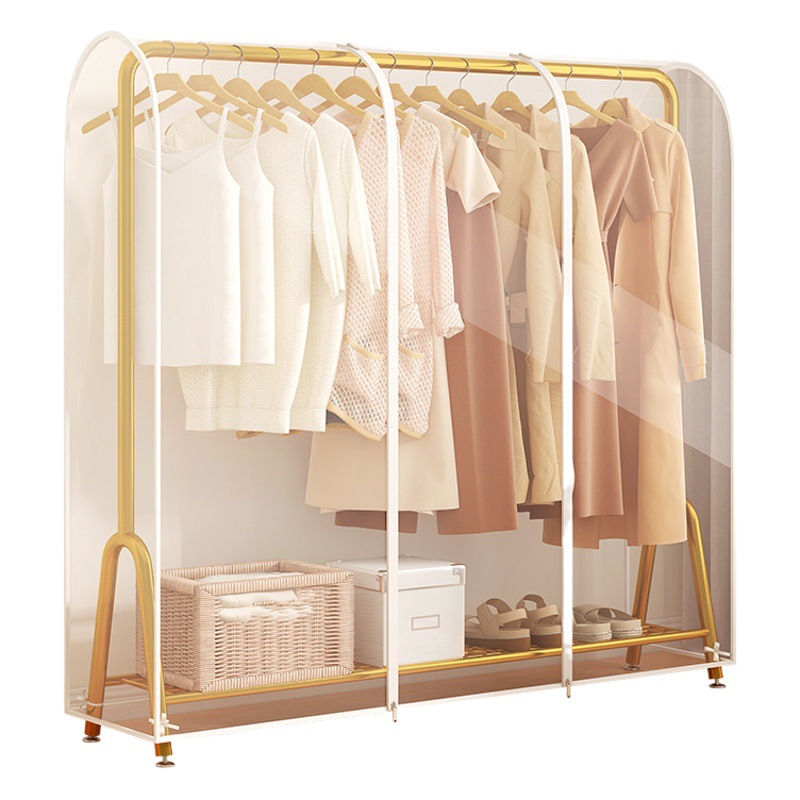 Percha de ropa cubierta de polvo tipo piso ropa totalmente transparente bolsa de polvo dormitorio impermeable a prueba de polvo cubierta de almacenamiento percha de ropa