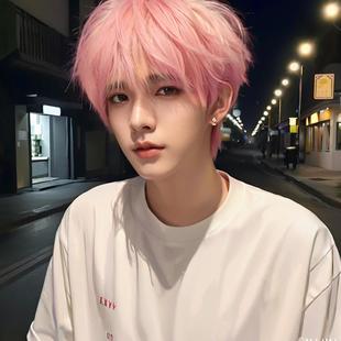 Kuaishou Hot-Selling Korean Style Handsome Men's Short Hair Slightly Broken Cover Oblique Bangs Full Headgear Factory Ready Stock First