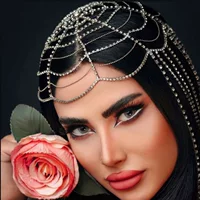 Новинка AliExpress Длинная цепочка для волос SU Европейская и американская модная рыболовная сеть аксессуары для волос со стразами аксессуары для головных уборов цепочка для волос