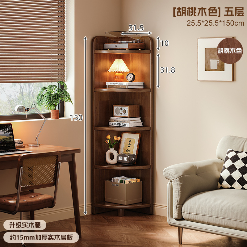 Gabinete de esquina de madera maciza estante de esquina contra la pared gabinete estrecho triangular armario de almacenamiento para el hogar estante de esquina en forma de abanico