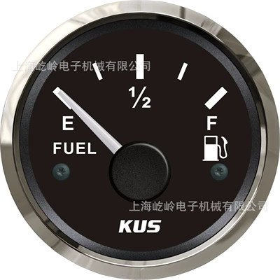 KUS Genuine Oil Level Gauge Fuel Gauge 12/24V Marine/Automotive Instrument with Light (automobile instrument) - silver-edge-black-base-0-190o