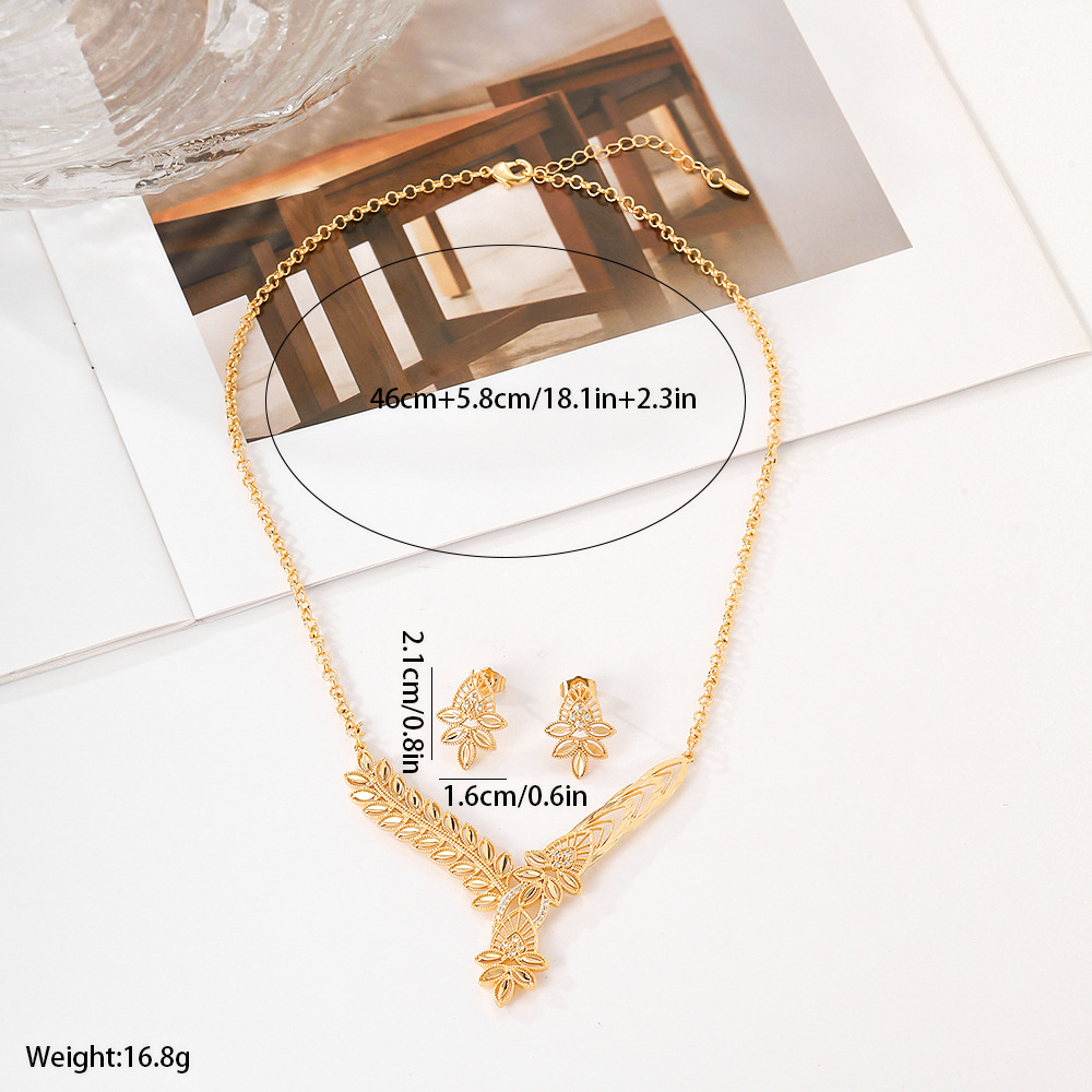 Explosiones transfronterizas opciones de bronce de piedra pendientes collar conjunto de joyas de mujer pendientes collar dos piezas conjunto de joyas exquisitas