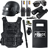 Toy gun, realistic set for boys, street clothing, equipment, traffic police