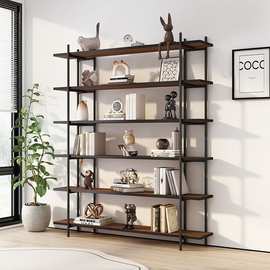 书架置物架落地家用铁艺多层收纳客厅书柜小型简易钢简约卧室复古