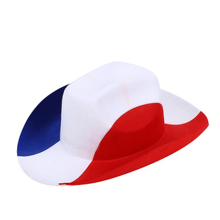 American flag red white and blue cowboy hat Independence Day cowboy hat Spliced color denim western cowboy style hat