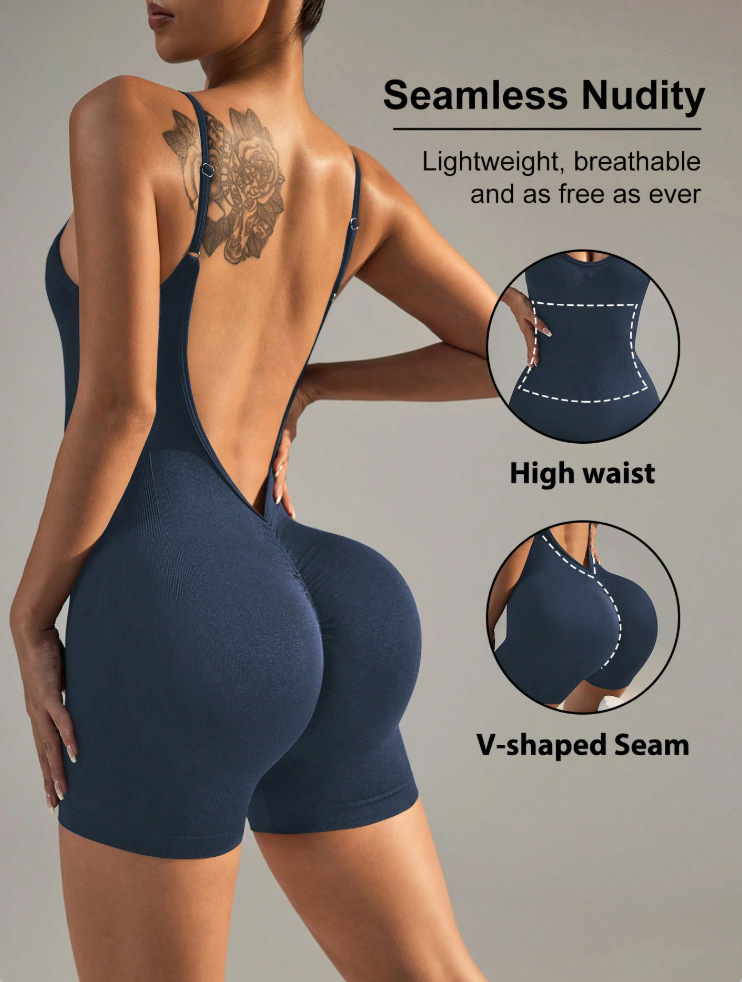 Europa y América transfronterizos back-yoga overalls de alta intensidad pantalones cortos deportivos fitness tight overalls