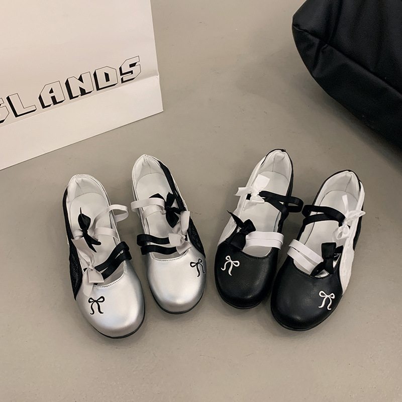 Black retro ballet-style bowknot shallow single shoes for women, 2026 spring new model, height-increasing sweet Mary Jane shoes Black retro ballet-style bowknot shallow single shoes for women, 2026 spring new model, height-increasing sweet Mary Jane shoes