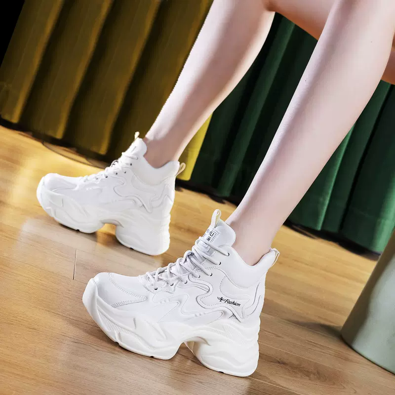 欧洲站真皮老爹鞋女2024新款秋冬小个子厚底内增高运动女鞋冬加绒