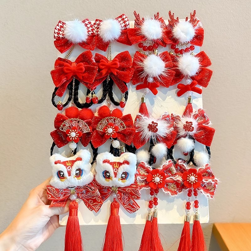 Ángora brocas de peluche rojas brocas de cabello para niños brocas de cabello de serpiente tarjeta de cabello de niña adornamientos de cabello de Año Nuevo al por mayor