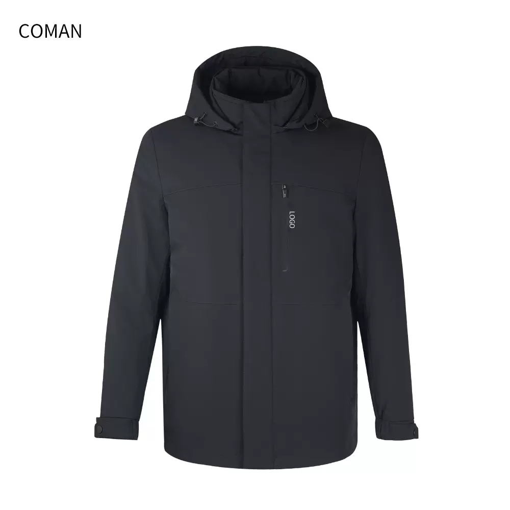 现货男款可脱卸驼绒棉服商务夹克冬季工装连帽多口袋加厚保暖外套