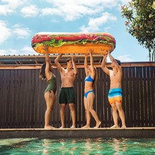 跨境熱銷充氣熱狗浮排 大型游泳池玩具漂浮物 水上充氣墊