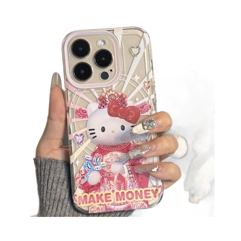 Lucky KT подходит для Apple 16прMax котик мультфильм 14 15 космос 16 мягкий чехол 13Promax мягкий чехол