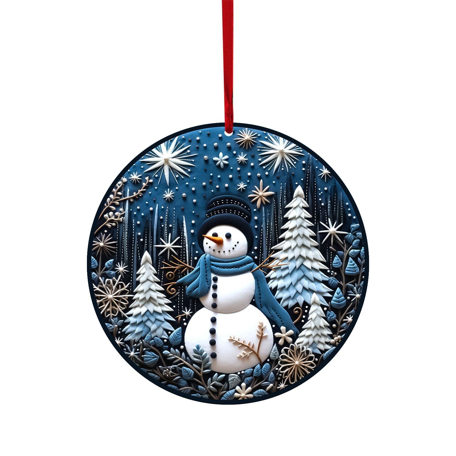 Nuevos productos transfronterizos de Navidad disco azul muñeco de nieve alce árbol de Navidad colgante decoración colgante redondo acrílico