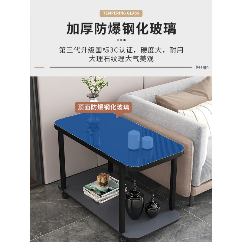 可動式サイドテーブル、シンプルなリビングルーム、小さなコーヒーテーブル、小さなテーブル、ソファサイドキャビネット、サイドキャビネット、二重ガラスコーナーテーブル|undefined