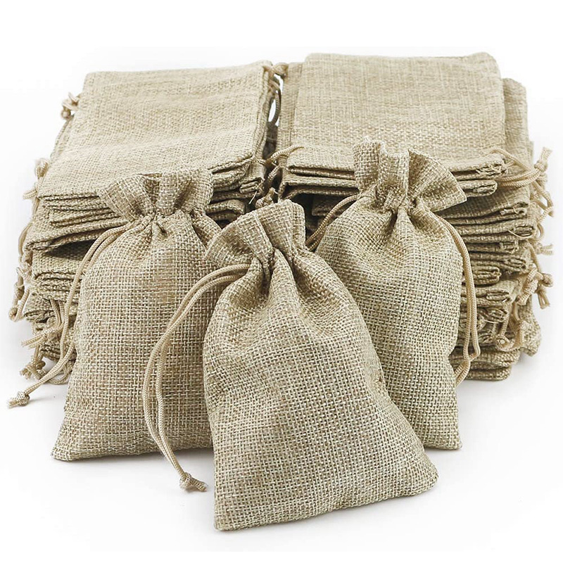 Cross-border manufacturers spot drawstring linen bags foreign trade linen bags jute gift bags jewelry bags