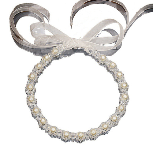 Dual-purpose pearl crystal hairband necklace Internet celebrity temperament super fairy bow crystal tie hair accessories headband necklace for women
