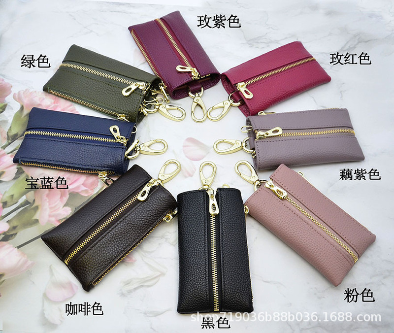 Large Capacity Genuine Leather Key Bag Men's Zipper Men's Car Key Bag Cowhide Multifunctional Waist Padlock Key Bag Women Large Capacity Genuine Leather Key Bag Men's Zipper Men's Car Key Bag Cowhide Multifunctional Waist Padlock Key Bag Women