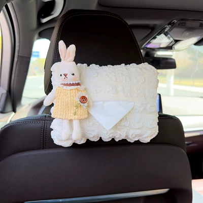 Hanging Bag for Women, Car tissue box/set - yellow-sweater-dress-rabbit-puff-tissue