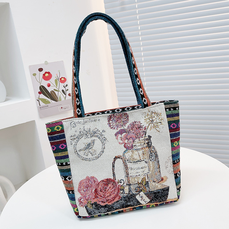 メーカー卸売ハンドバッグ漫画両面ジャカード刺繍手提げ袋サラリーマンのハンドバッグ|undefined