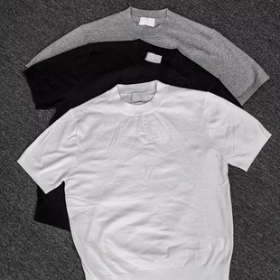 Cross-Border Knitted Short-Sleeved T-Shirt Men's Summer American Retro Trendy Brand Cool Breathable Threaded Fitness Bottoming Shirt