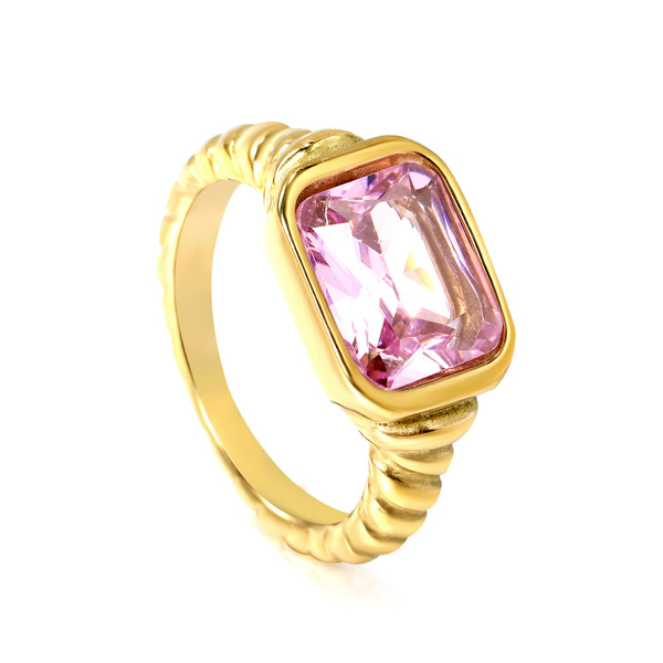 Retro fashionable rectangular geometric brand ring stainless steel