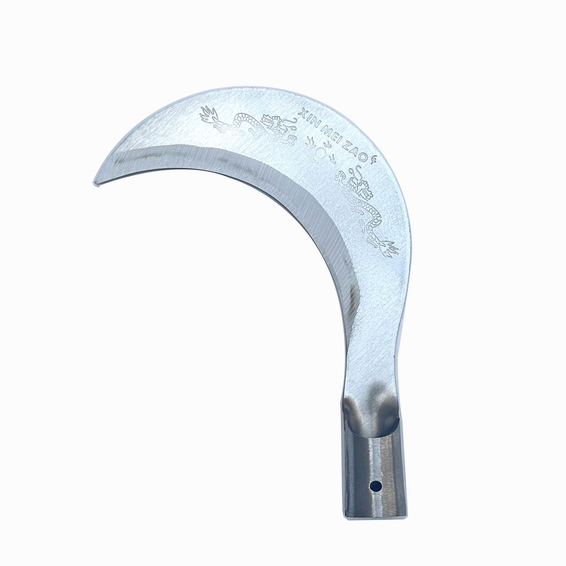 鑫美牌白色苗刀刀头 镰割草镰刀头带箍鱼头砍柴镰户外开路