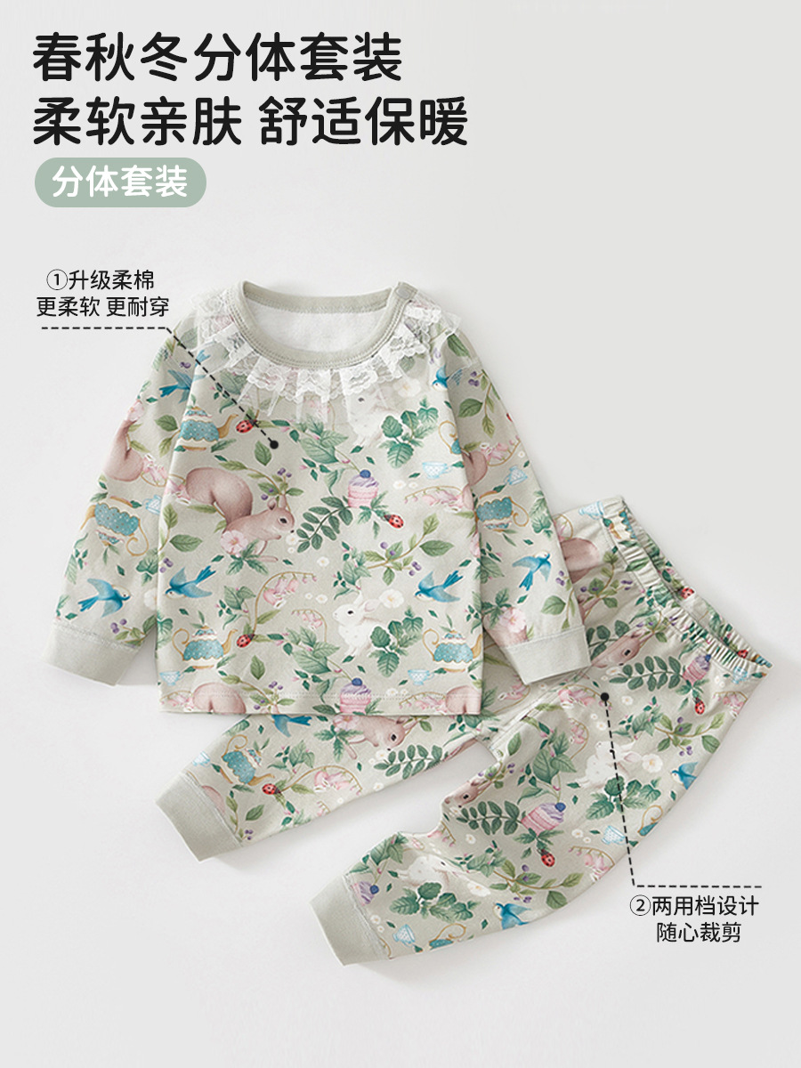 Baby Underwear Set Primavera y otoño ropa para bebés ropa para casa pijamas algodón vestido de otoño pantalones split set de niñas
