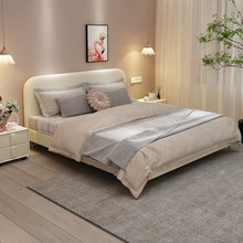 轻奢布艺床ins奶油风双人床小户型卧室1.8北欧现代简约软包实木床