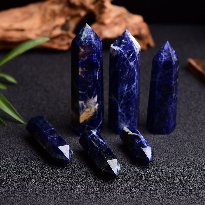 天然紫水晶黒曜石単双尖水晶柱六角柱原石磨き置物ホームリビングオフィス