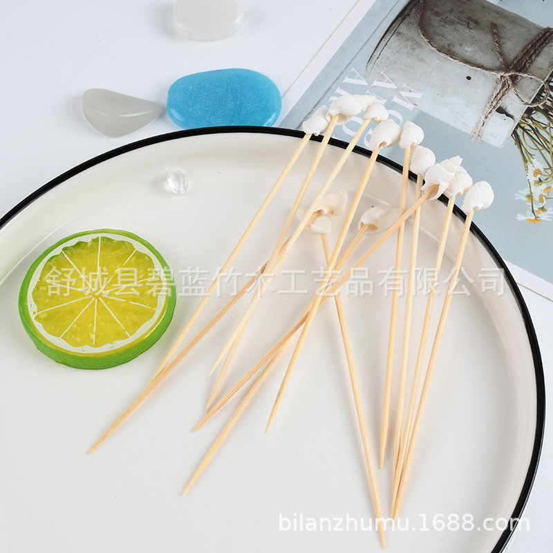 Mayorista conchones de frutas de bambú pastel creativo de decoración de horquilla de frutas fabricantes de horquilla de frutas creativas de fabricación