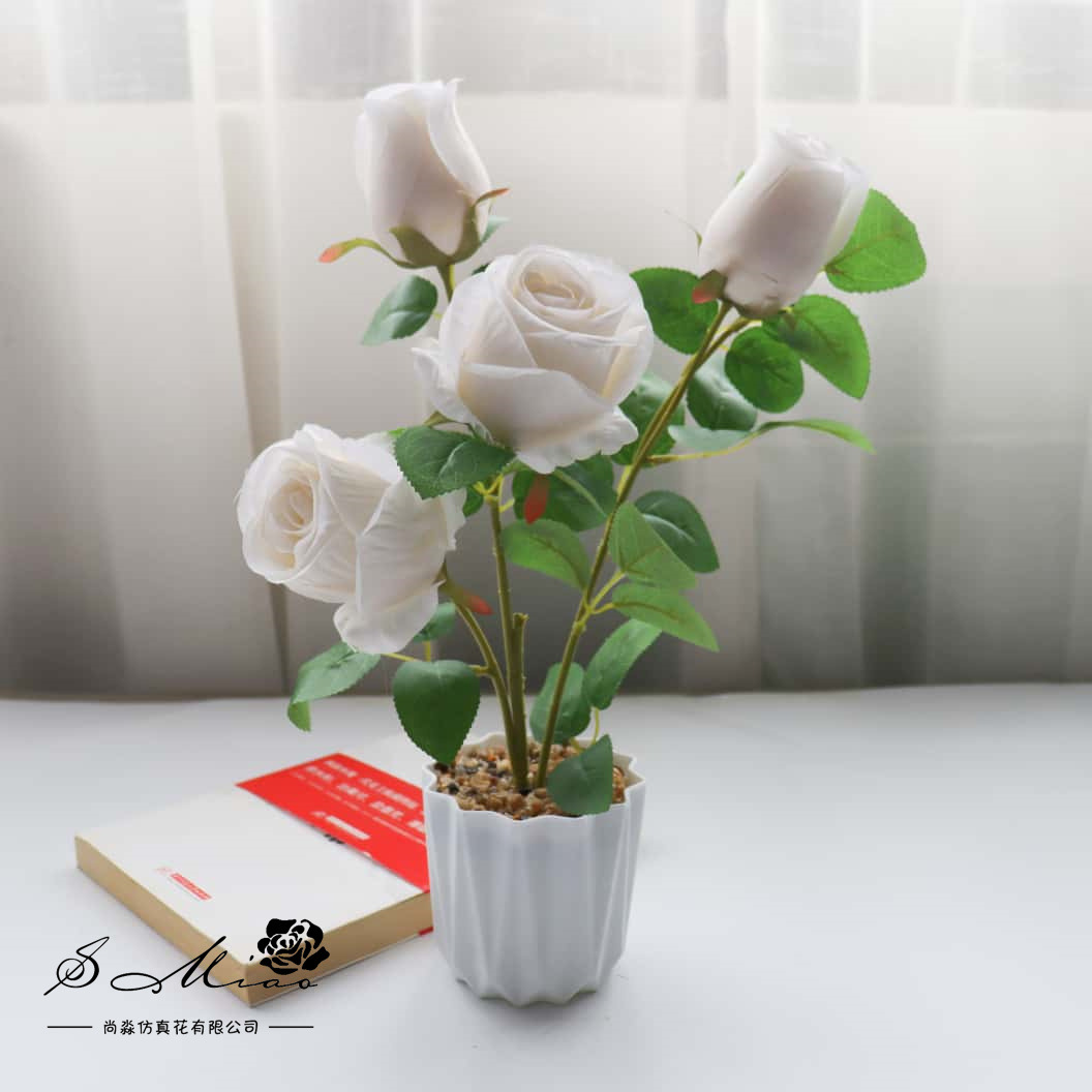 Flores falsas estilo pastoral rosa bonsai simulación flor de moda decoración creativa plantación verde artificial simulación maceta