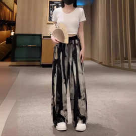 女童裤子夏季外穿冰丝防蚊裤薄款新中式时髦洋气速干女大童阔腿裤