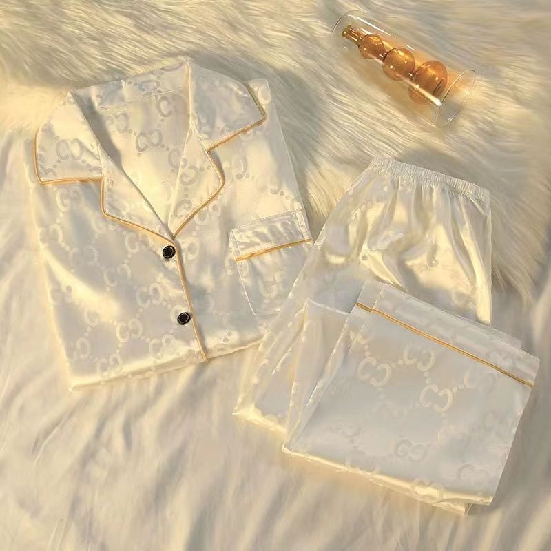 Carefully Selected Pajamas, Spring and Autumn Ice Silk, Spring and Autumn Long-Sleeved Korean Style Home Clothes, Summer Loose, Thin, Sexy and Cute Two Pieces