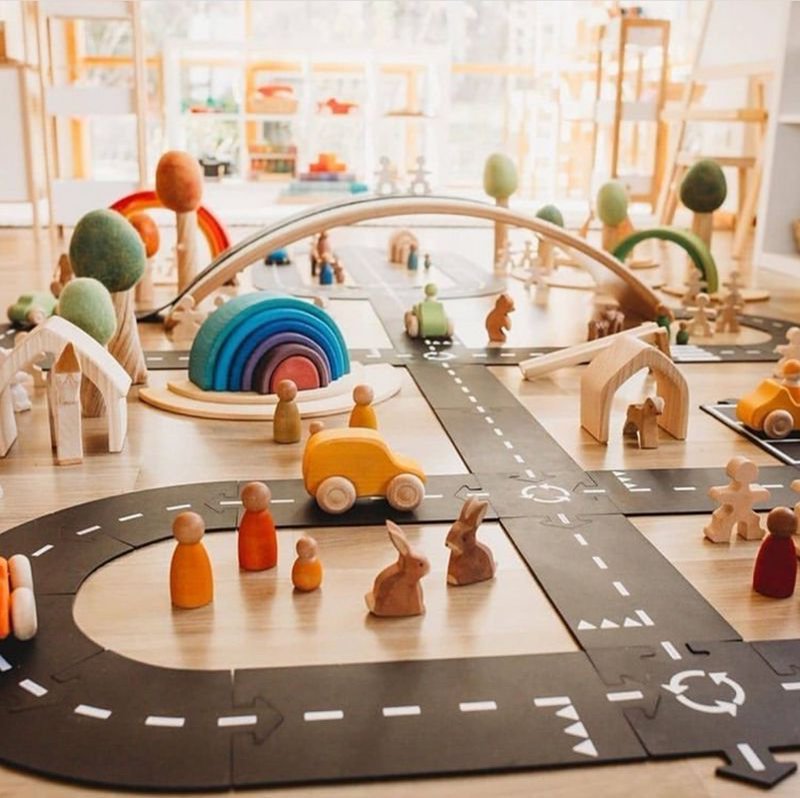 Scandinavian Ins Style Pvc Soft Glue Kidsren's Car Track Splicing Toy Baby Early Education Building Blocks to Build Highways