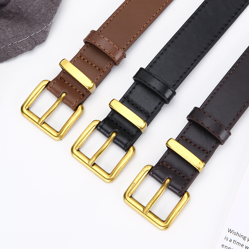 Fashionable Niche Design Leather Belt for Women, Suitable for Dress Pants and Jeans, Versatile Black Belt for Women, Simple Style