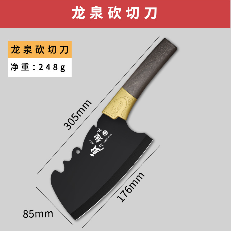 Cuchillo de cocina forjado a mano, cuchillo de cocina de corte de carne, cuchillo de cocina ultra rápido, cuchillo de corte de hueso doméstico de hoja negra, corte afilado