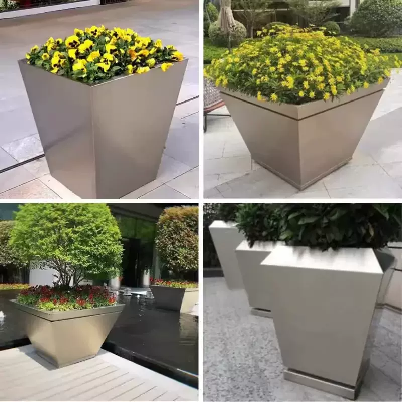 不锈钢花箱室外花池可移动花架花盆市政铁艺花坛护栏庭院户外花架