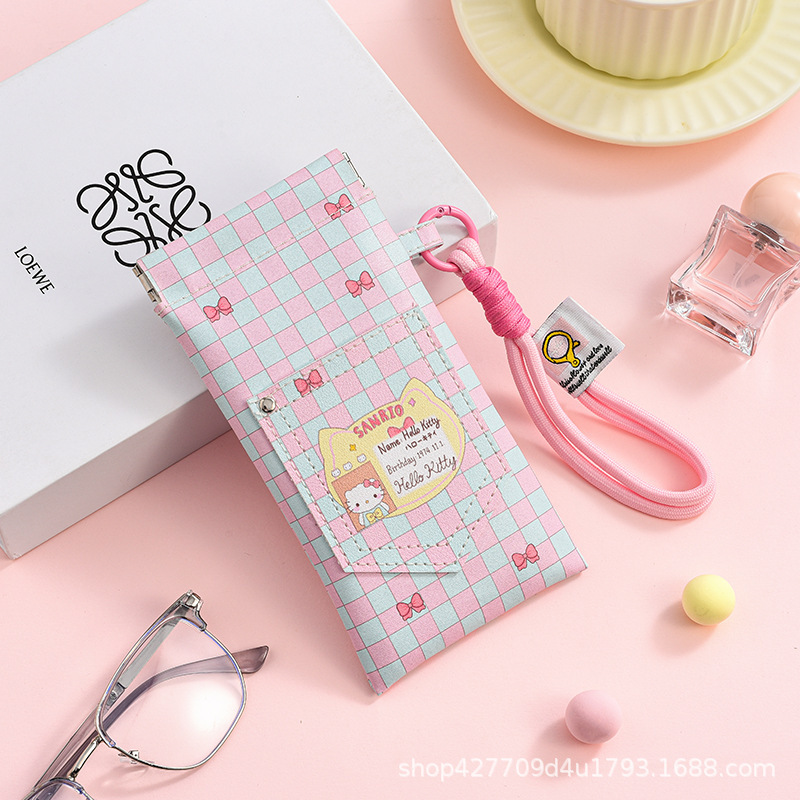 New Portable Hand-Held Glasses Bag Cartoon Cute Hello Kitty Student Travel Sunglasses Sunglasses Myopia Glasses Bag