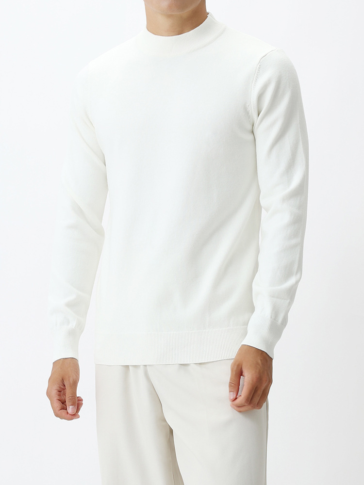 Otoño y invierno nuevo cuello medio alto con suéter de lana para hombre perezoso, delgado y cálido con camiseta de punto para hombre