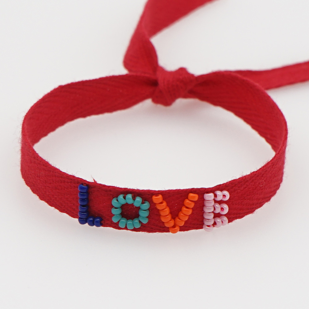 Nihaojewelry Ethnic Style Color Love Beaded Letter Ribbon Bracelet Wholesale Jewelry display picture 10